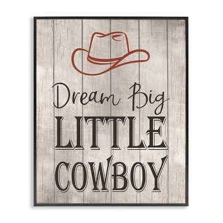 Stupell Dream Big Little Cowboy Framed Giclee Art Design By Christine ...