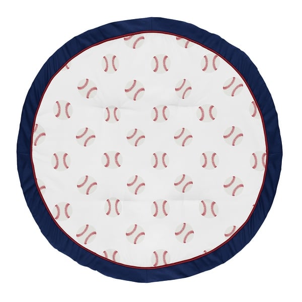 slide 1 of 1, Sweet Jojo Designs Red, White and Blue Baseball Patch Sports Collection Baby Tummy Time Playmat - Red, White, Navy Blue and Grey