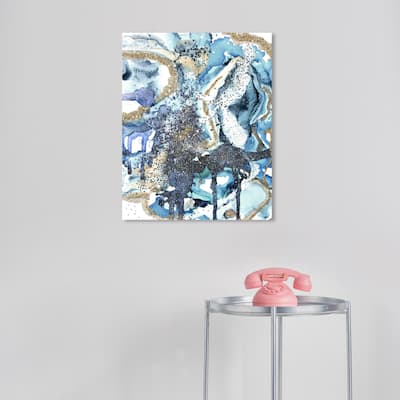Wynwood Studio Abstract Glitter Rocks II Blue and Metallic Gold Modern & Contemporary Wall Art Canvas Print