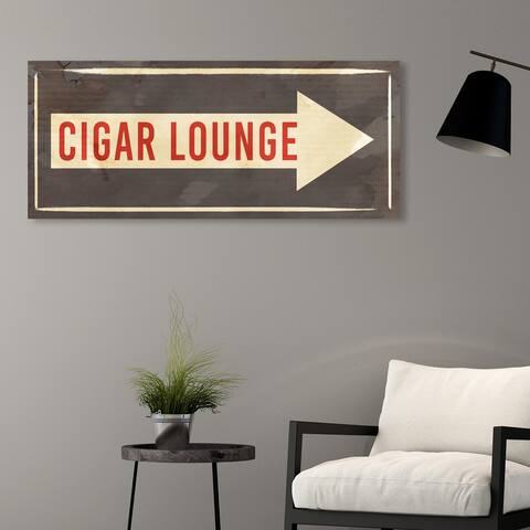 Oliver Gal 'Cigar Lounge Sign' Typography and Quotes Wall Art Canvas Print - Gray, Red