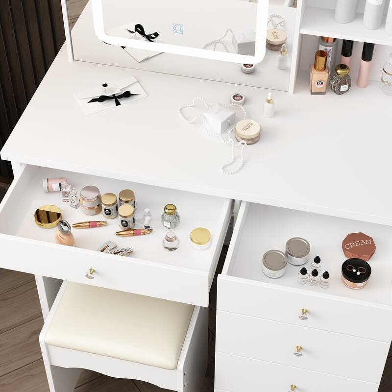 Makeup Vanity Set with 3 model Light & Stool