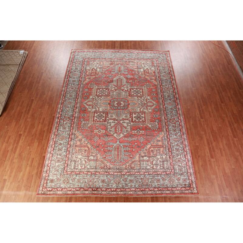 Vegetable Dye Heriz Serapi Oriental Large Rug Handmade Wool Carpet - 10'2"x 14'1"