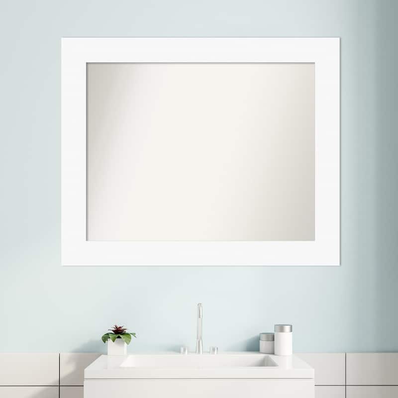 Basic Non-Beveled Wood Framed Bathroom Vanity Wall Mirror