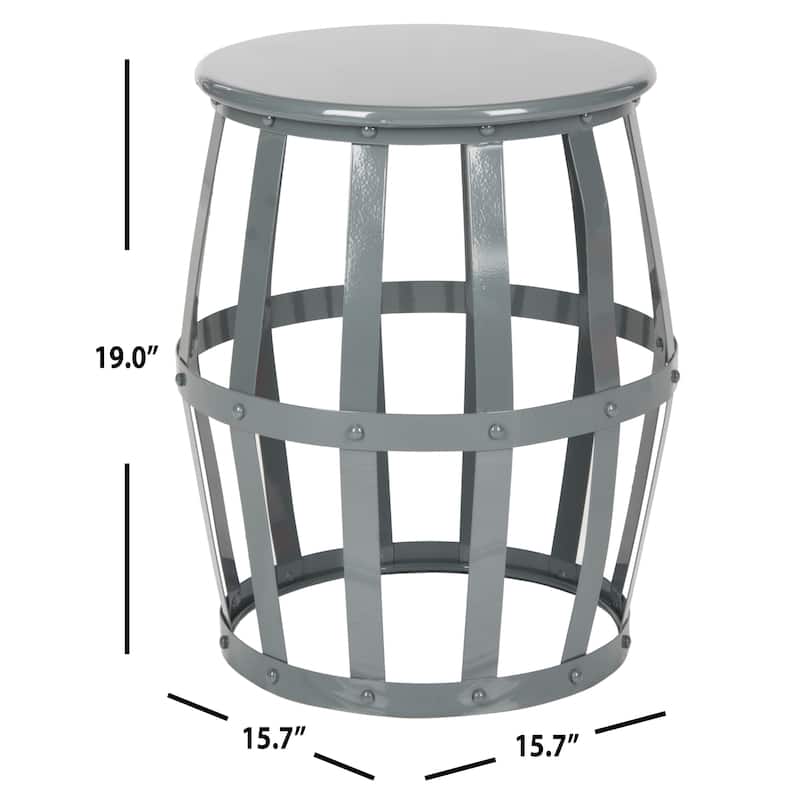SAFAVIEH Joretta Grey Iron Accent Stool - 15.7" x 15.7" x 19"