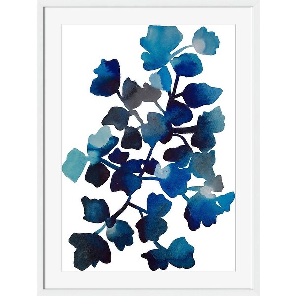 38" Violet Floral Design Printed on Paper Wall Art with Wood Frame - N/A