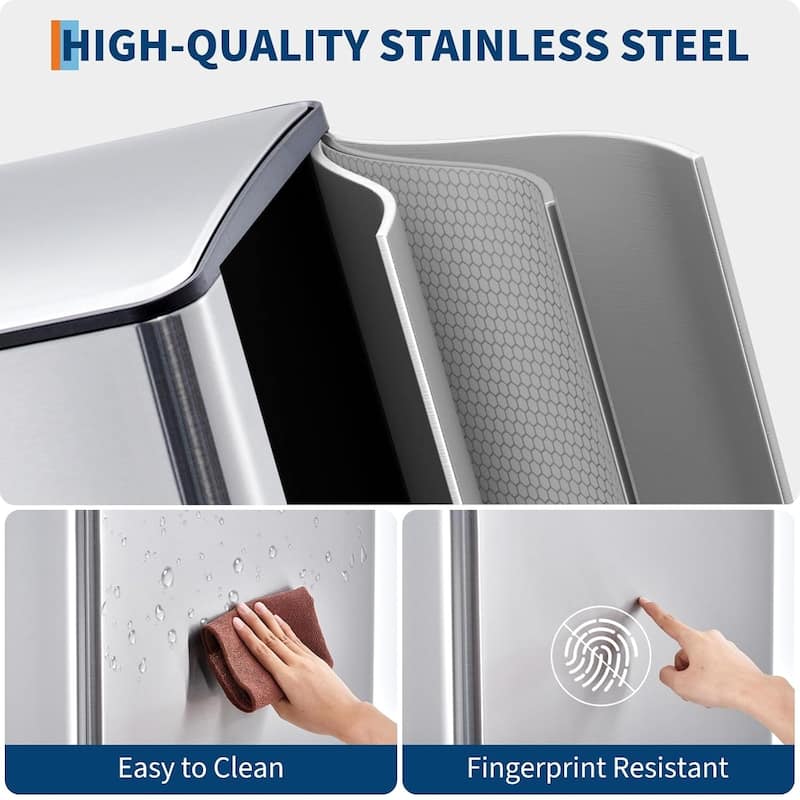 2 x 8 gallon double-compartment kitchen waste recycling station with individual foot pedal, white