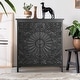 preview thumbnail 2 of 8, Vintage 2-Door Black Flower Carving Handle Distressed Storage Cabinet