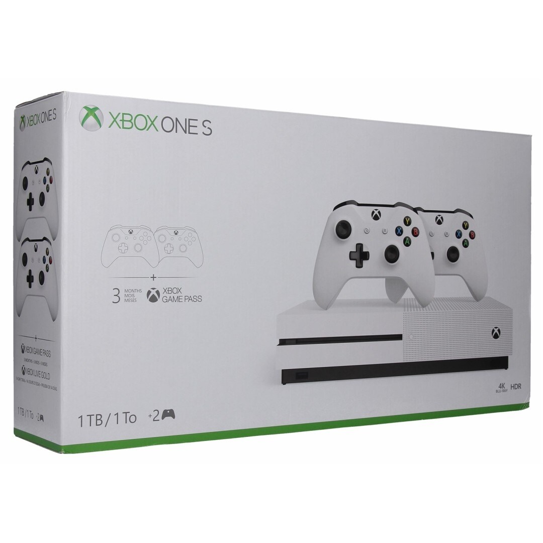 Xbox One S Two Controller Bundle 1tb Includes Xbox One S 2 Wireless Controllers 1 Month Game Pass Trial 14 Day Xbox Gamingdevicesdepot Com