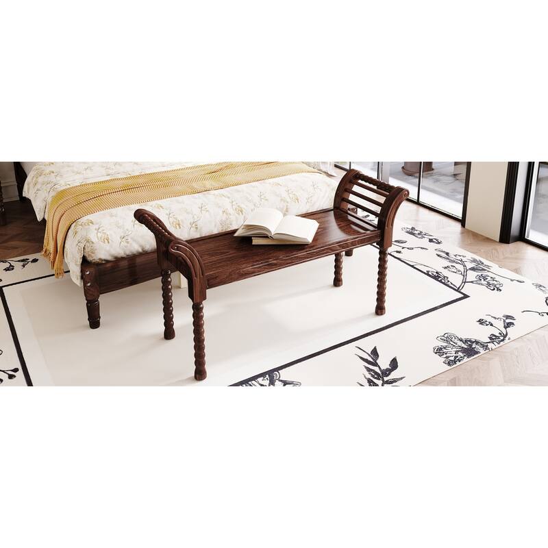 Elegant Retro Style Bench with Turned Legs