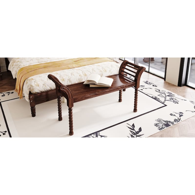 Retro Style Wooden Platform Bed Set