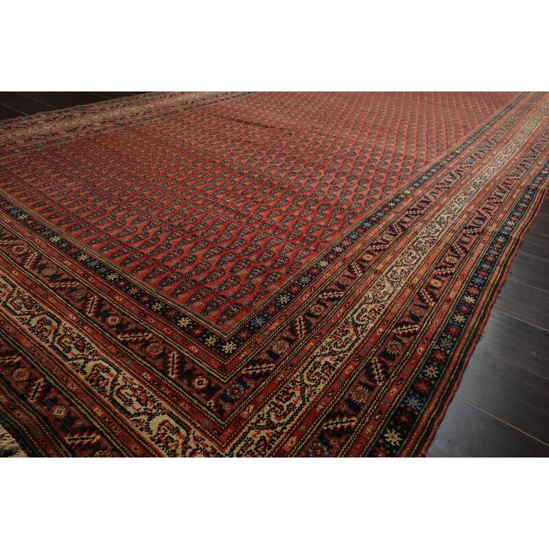6'11''x15'9'' Hand Knotted Wool Antique Rose Paisley Rug - 6' 11'' x 15' 9''