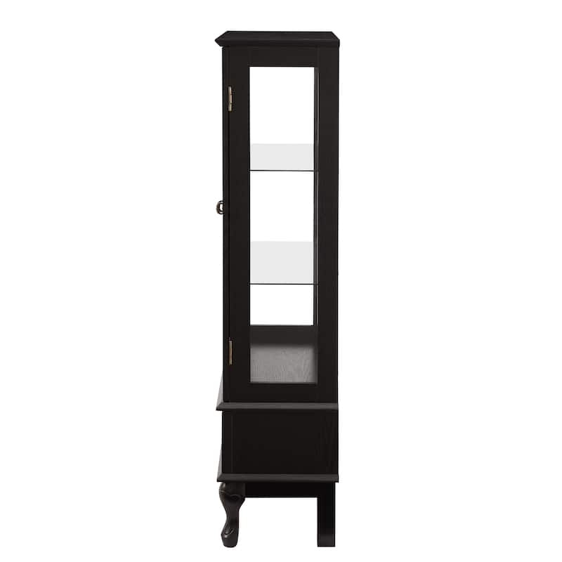 GDF Studio - Curio Cabinet with Adjustable Shelves and Storage Drawer