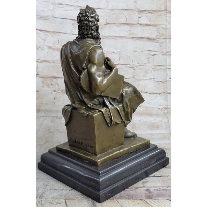 Michelangelos Moses Bronze Statue Sculpture Figure Jewish Biblical Decor 13 Inches X 7 Inches