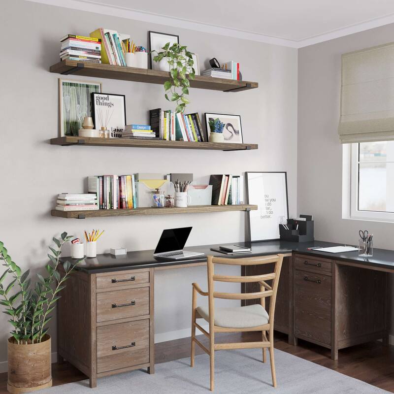 Wallniture Forte Wood Board 60" Long, 11.25'' Deep, 1.5" Thick, Wood Floating Shelf for Wall with Heavy Duty Metal Brackets, 1pc