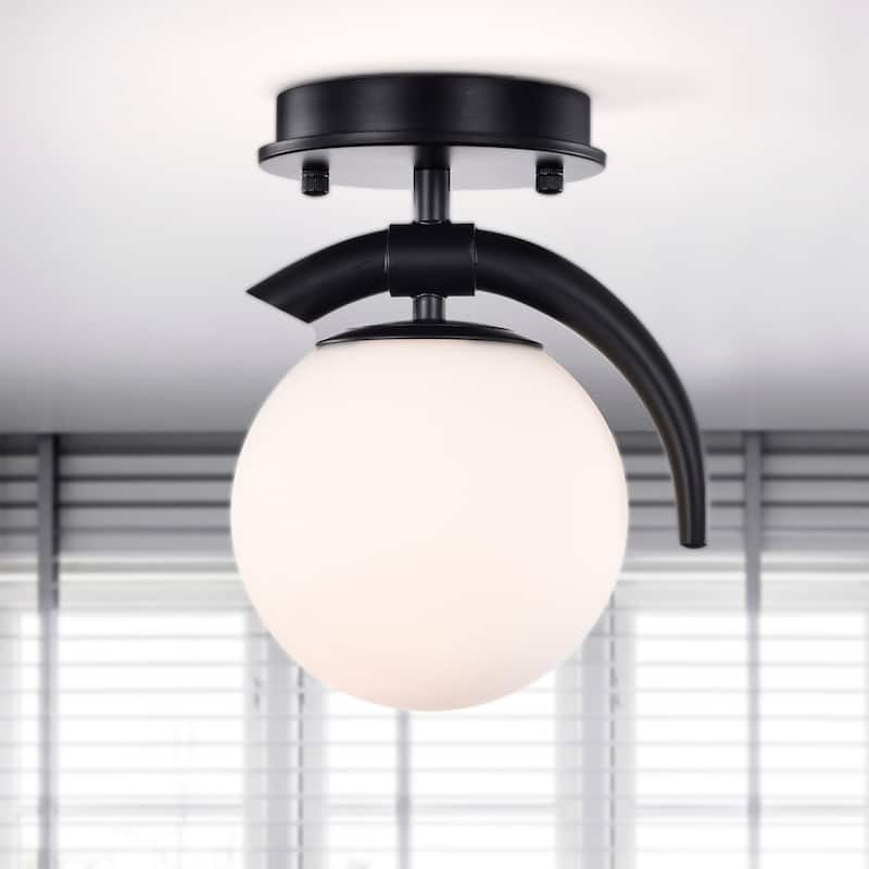 Samina 10 Inch Glass Globe Shade Semi Flush Mount Single Light