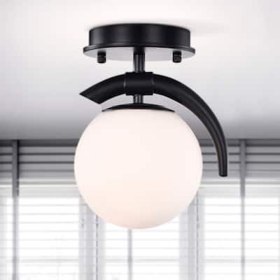 Samina 10 Inch Glass Globe Shade Semi Flush Mount Single Light