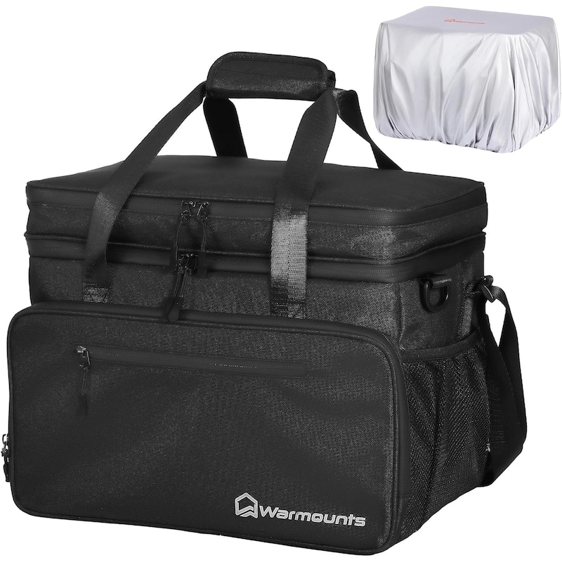 WARMOUNTS Soft Cooler Bag 48 Cans Insulated Leakproof Cooler Bag with 2 Compartment - Black