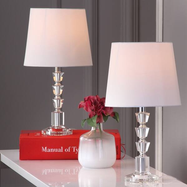 SAFAVIEH Lighting 16inch Harlow Tiered Crystal Table Lamp (Set of 2
