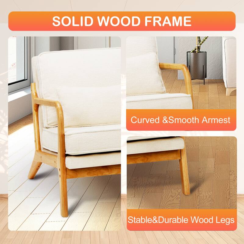Mid Century Modern Accent Chair with Lumbar Pillow