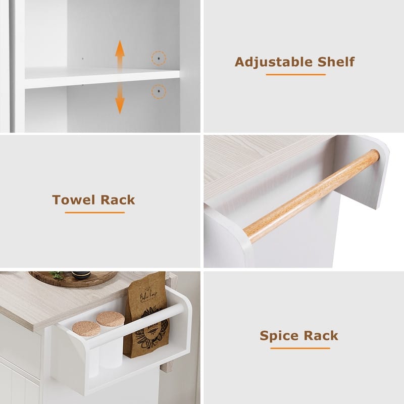 Alger Kitchen Island with Trash Can Storage Cabinet