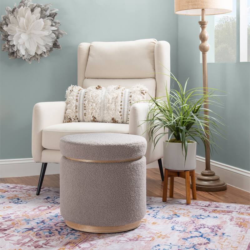 Sherpa Storage Pouf Ottoman - 18" - Gray