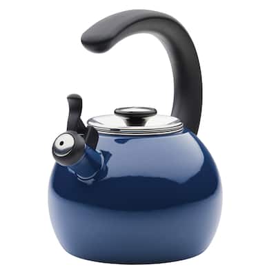 Circulon Enamel on Steel Whistling Induction Teakettle With Flip-Up Spout, 2-Quart, Navy