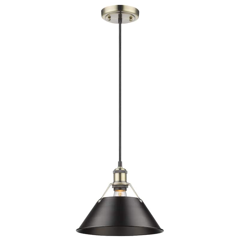 Golden Lighting Orwell Single Light 10" Wide Pendant in Aged Brass