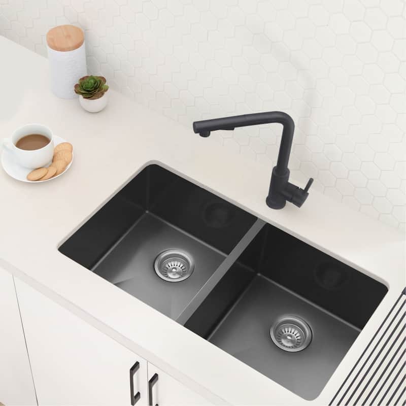 STYLISH Kitchen Sink Faucet Single Handle Pull Down Dual Mode in Stainless Steel - Faucet Height: 12 5/8" | Spout Height: 11"