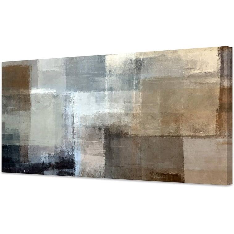 Abstract Wall Art Print Paintings Grey and Brown - 24 x 48