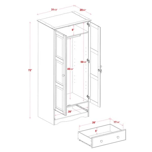 Palace Imports 100% Solid Wood Flexible Wardrobe Armoire with Metal or Wooden Knobs