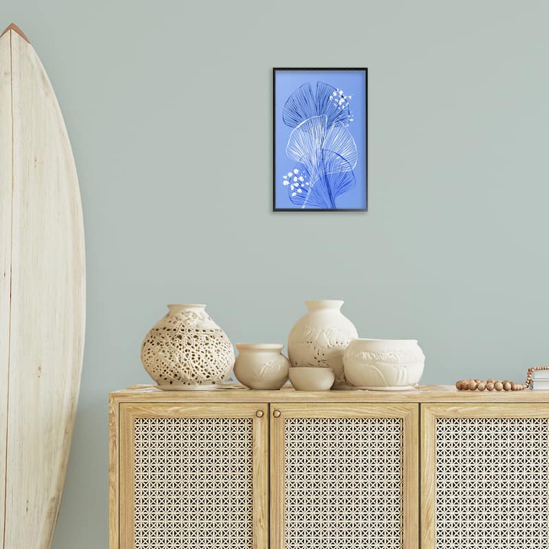 Stupell Layered Blue Gingkoes Framed Giclee Art Design By Martina Pavlova