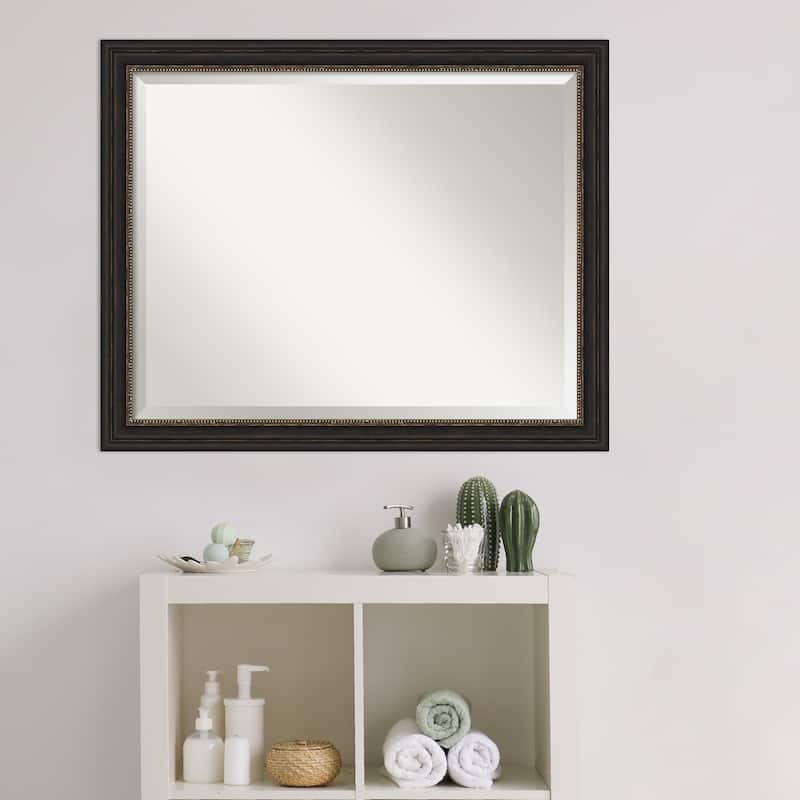Beveled Bathroom Wall Mirror - Accent Bronze Narrow Frame