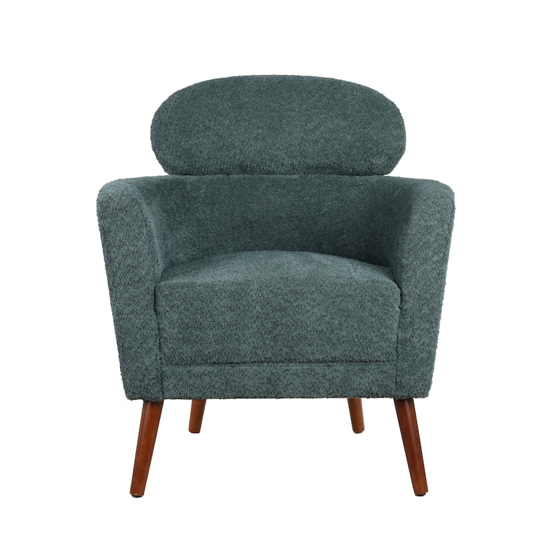 Porthos Home Rhys Sherpa Fabric Accent Barrel Chair with Rubberwood Legs