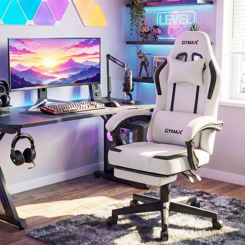Gymax Gaming Chair w/ Headrest Reclining Backrest Lumber Support