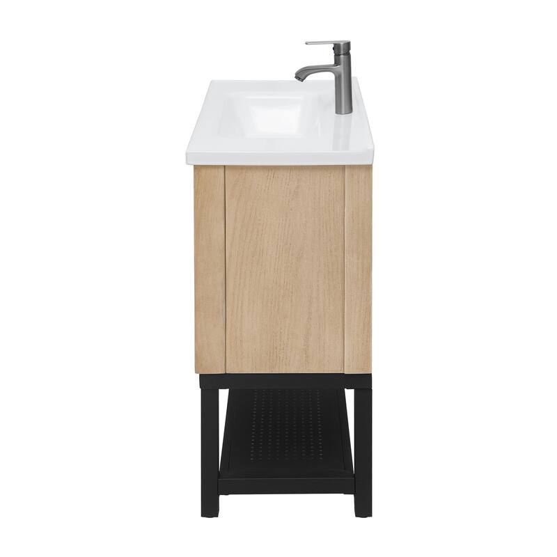 36" Bathroom Vanity with White Ceramic Sink & Hot and Cold Faucet