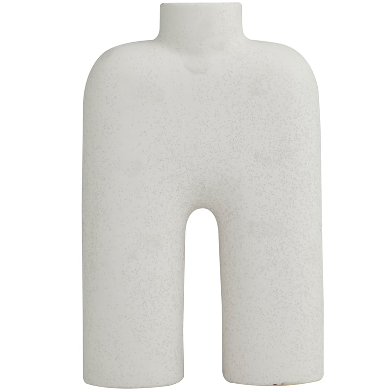 White Ceramic Arched Abstract Decorative Vase - 9"W, 13"H