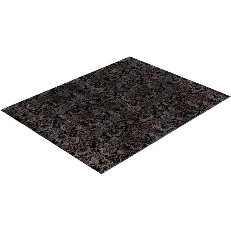 Ikat One-of-a-Kind Hand-Knotted Area Rug, Black - 8' 2" x 10' 3"