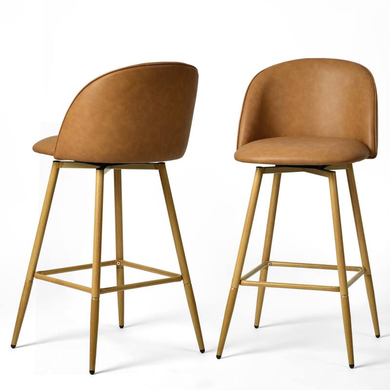 Homy Casa Upholstered Counter Stools with Curved Back and Metal Legs for Kitchen Islands,Breakfast Bars