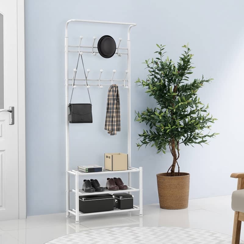 Yaheetech 74" H Metal Coat Racks Free Standing Entryway Storage Rack