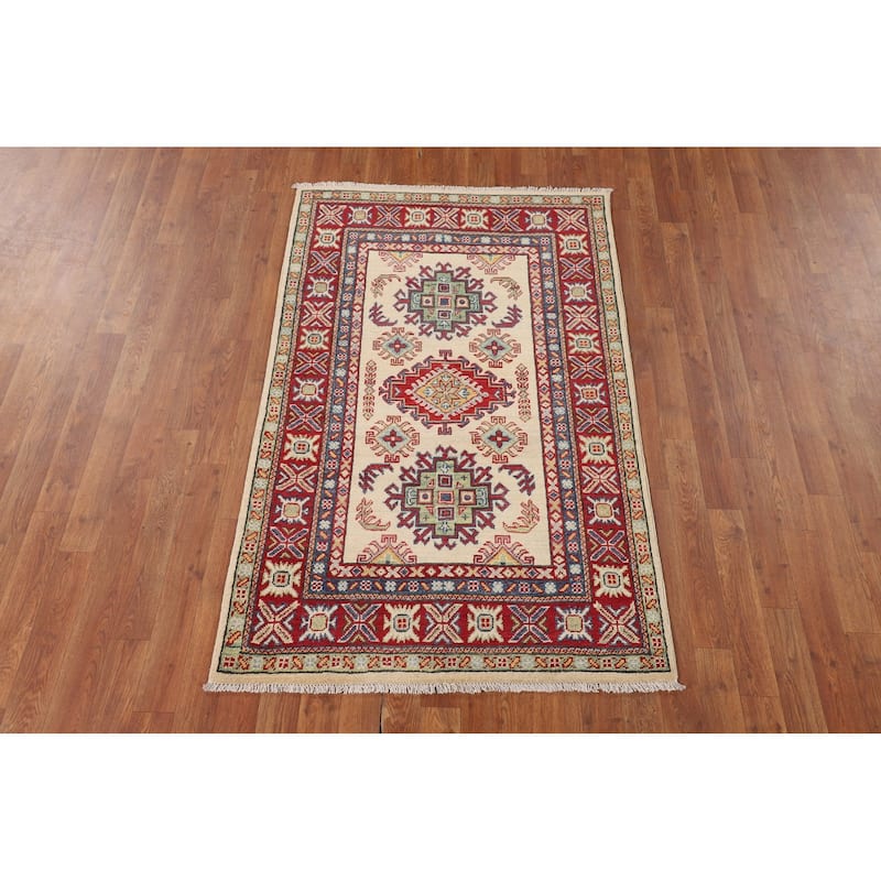 Kazak Foyer Rug Hand-Knotted Wool Carpet - 3'2" x 5'2"