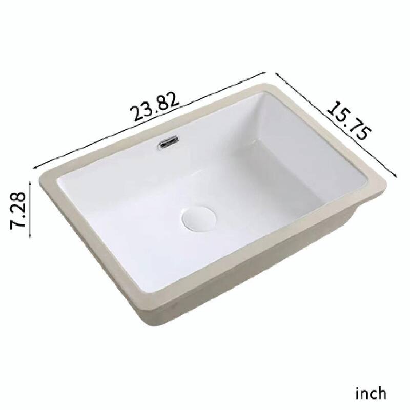 Eridanus Undermount Kitchen Sink - White Ceramic Sink, Deep Single Bowl (Without Bottom Grid and Strainer Drain