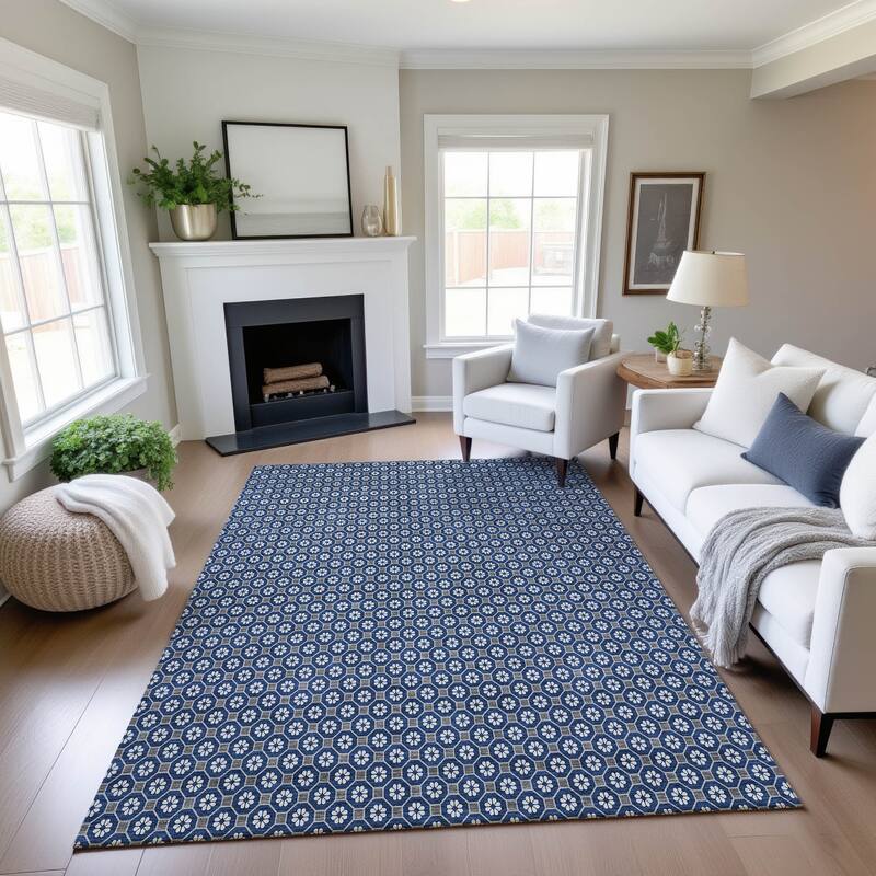 Premium Washable Super Soft Modern Imprints Mayfield Rug - Navy - 2'6" x 3'10"