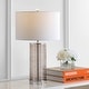 preview thumbnail 23 of 41, Coco 27.5" Modern Fused Glass Cylinder LED Table Lamp, Turquoise (Set of 2) by JONATHAN Y
