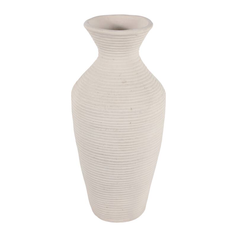 Sculptural Ribbed Paper Mache Table Vase - Stylish Tall Flower Vase