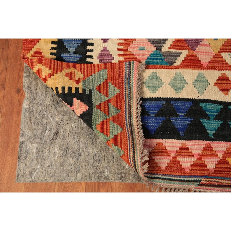 Geometric Kilim Oriental Area Rug Hand-Woven Wool Carpet - 8'5"x 11'3"