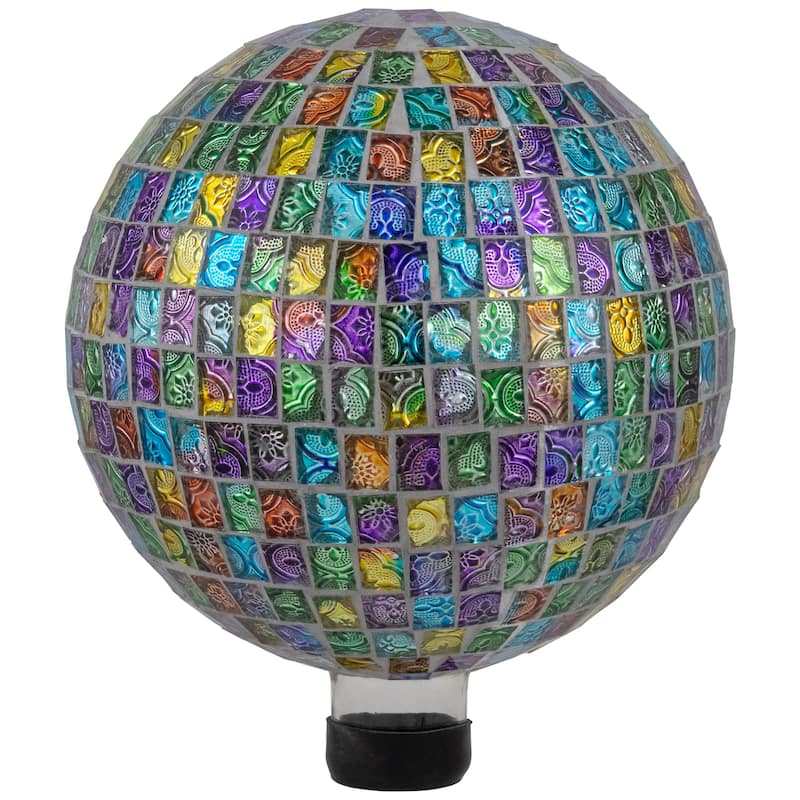 Mosaic Window Pane Outdoor Garden Gazing Ball - 10" - Multi-Color