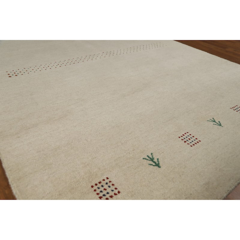 Hand Knotted Oriental 100% Wool Carpet Tribal Tribal Beige & Ivories Gabbeh Area Rug - 7' 4'' X 5' 2''
