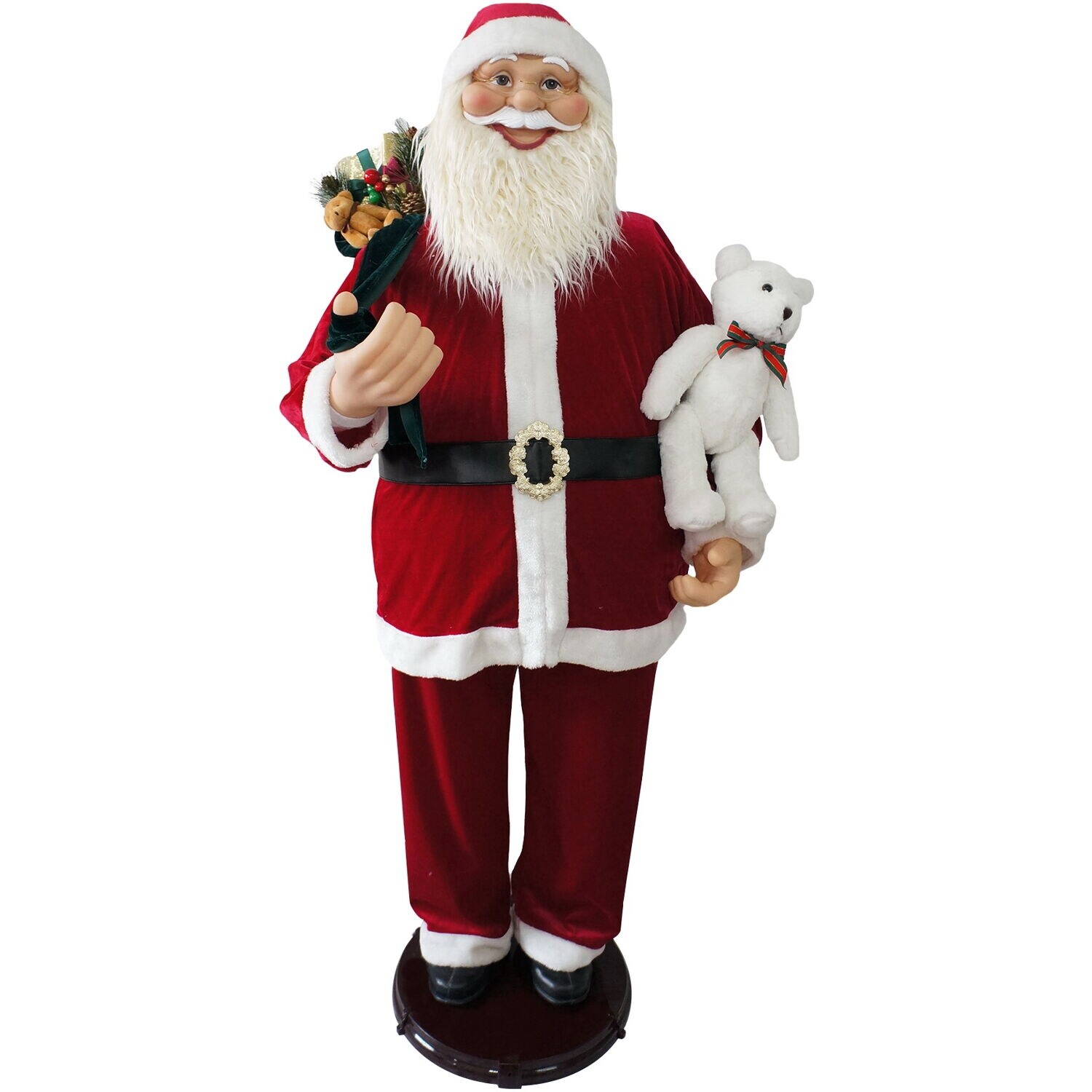 大人気の Fraser Hill Farm 58-In. Dancing Santa with Teddy Bear, Life フラワー・リース