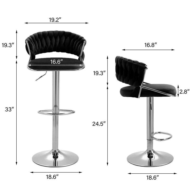Modern Velvet Counter Bar Stools with Backs(Set of 4)