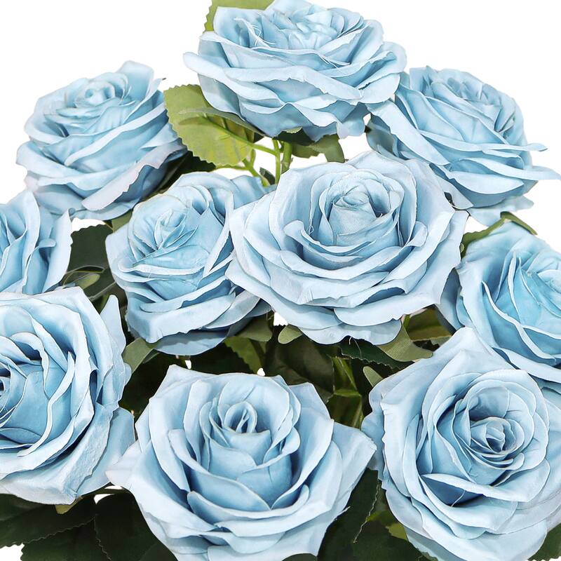 Set of 2 Artificial Queen Rose Flower Stem Bush Bouquet 18in